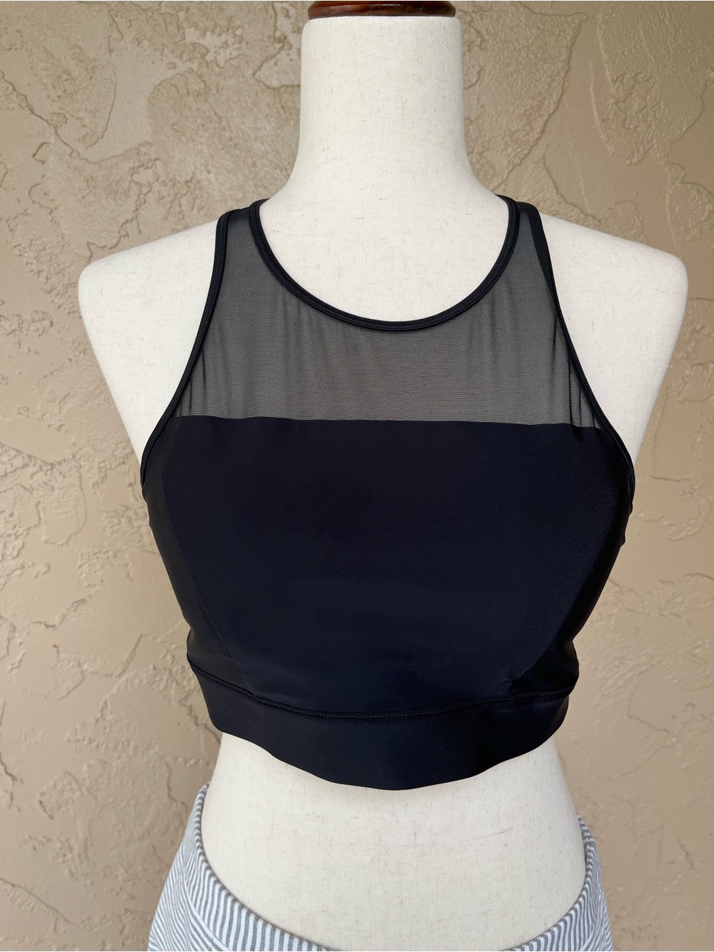 LululemonBlack Mesh-Panel Crop Sport bra